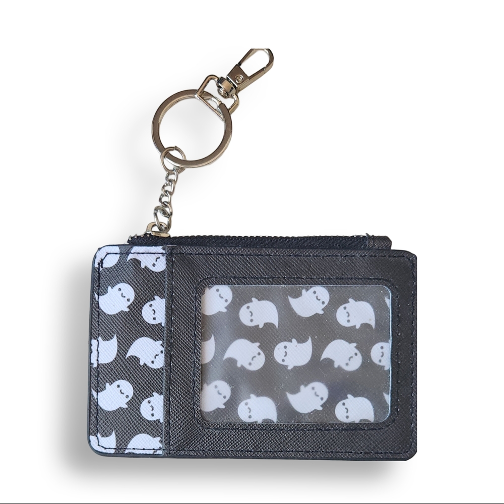 Ghost Pattern Black Card Holder Keychain